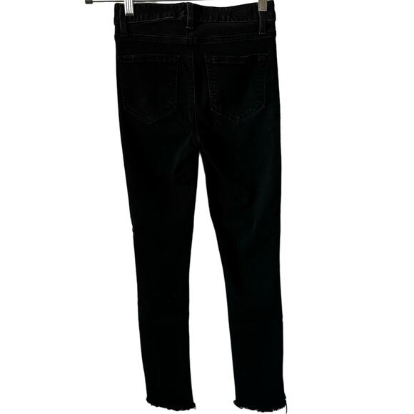Paige Black Hoxton Ankle Peg Skinny Jeans Denim Mid Rise Frayed Hem Womens 24 - Picture 6 of 8